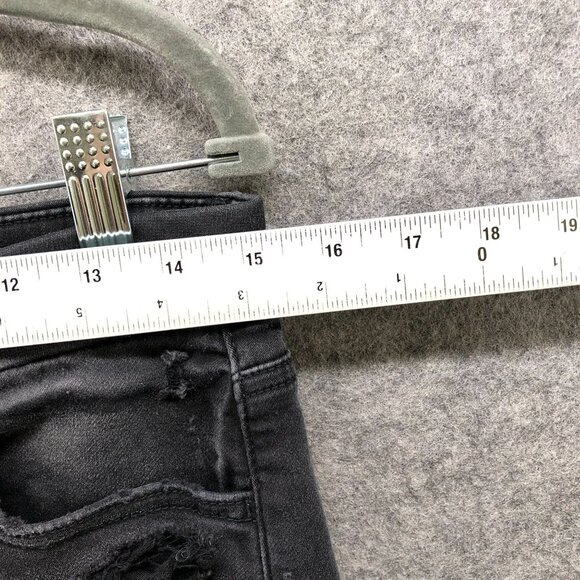 American Eagle Curvy Super Hi-Rise Jegging Women 10 Short Black Destroyed Soft - Picture 6 of 11